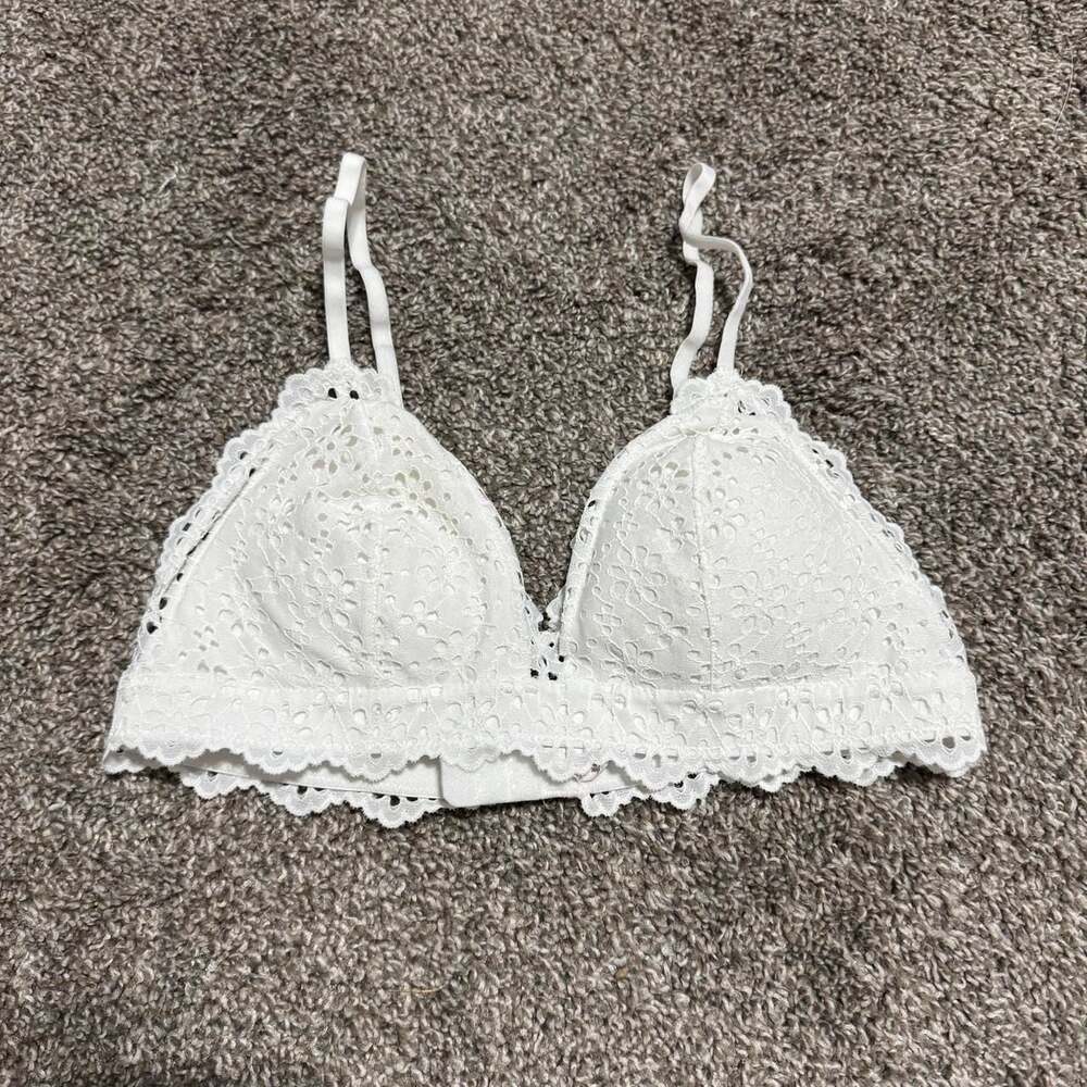 Auden White Lace Triangle Bralette, Size M